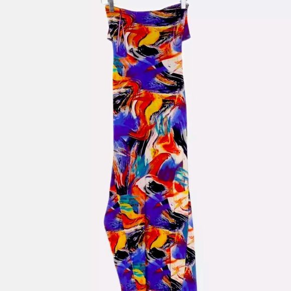BLANC Picasso Inspired Vibrant Multicolor Strapless Maxi Dress - Picture 2 of 5